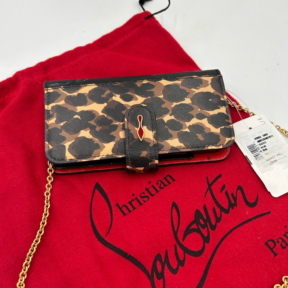 Women’s Christian Louboutin Loubiflap iPhone, Crossbody chain phone/card holder